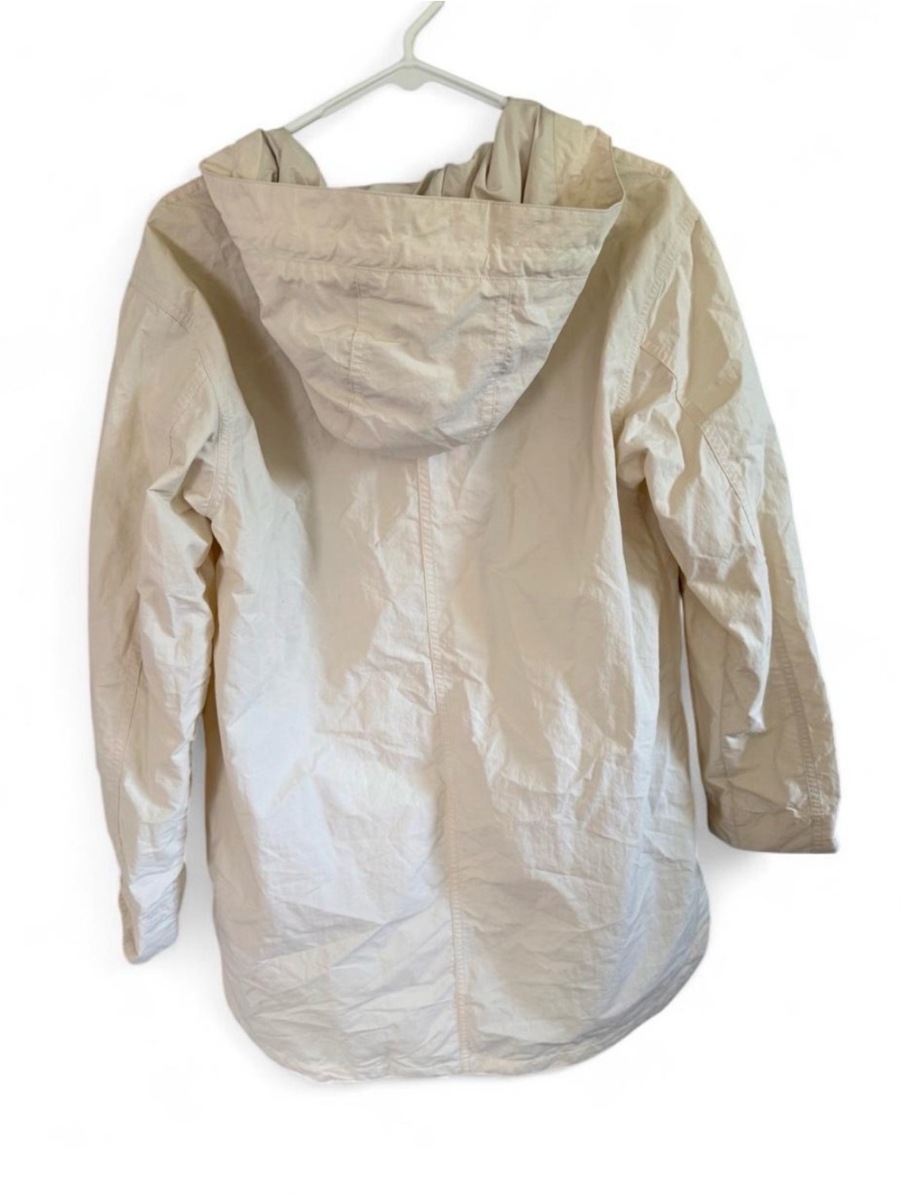 Athleta Cream Hooded Trench Coat